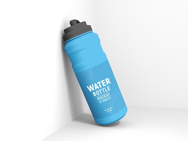 PSD mockup di branding della bottiglia di plastica dell'aspiratore d'acqua