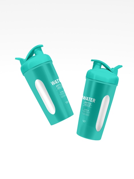 PSD plastic water sipper bottle branding mockup