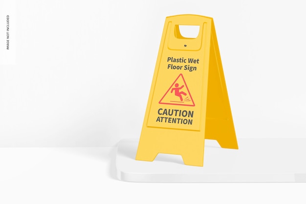 plastic wet floor sign mockup