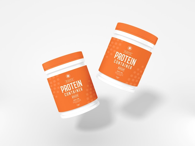 Plastic whey protein powder jar mockup