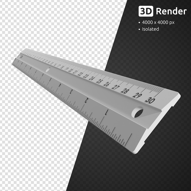 PSD plastic white ruler isolated