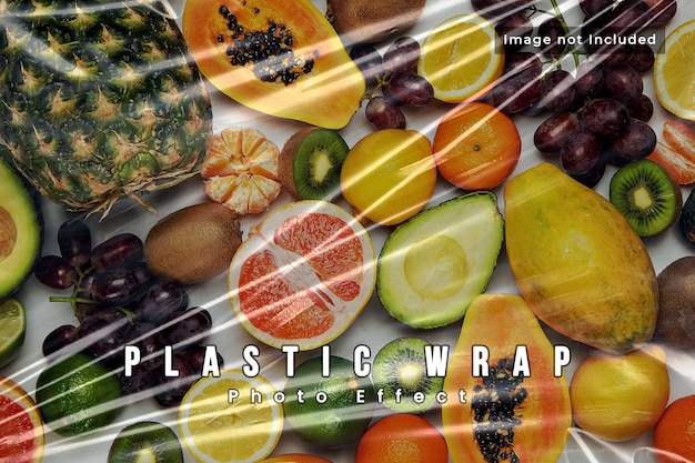 PSD plastic wrap frame photo effect template