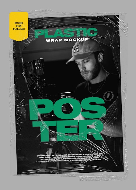 PSD plastic wrap mockup for poster design psd template 29