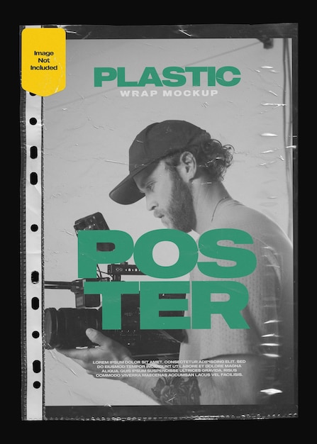 Plastic wrap mockup for poster design psd template 66