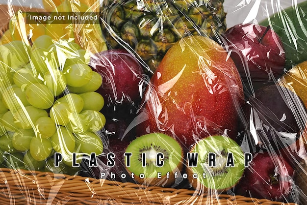 PSD plastic wrap overlay photo effect template