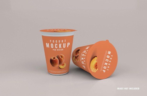 Plastic yogurt cup container mockup template