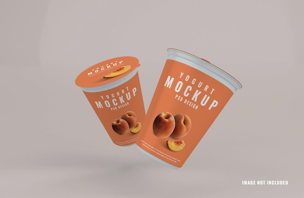 Plastic yogurt cup container mockup template