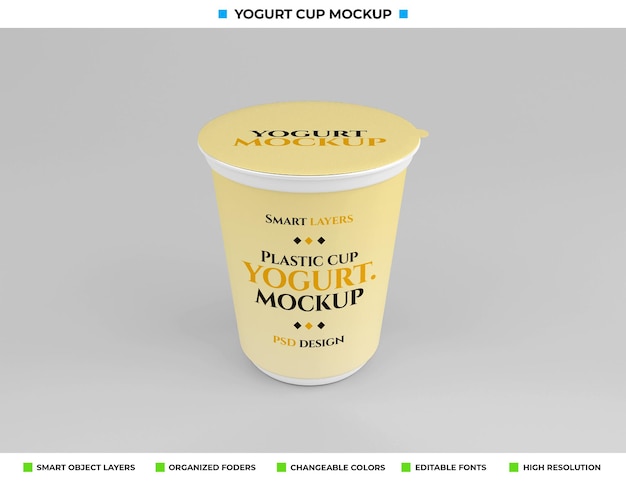 plastic yogurt cup mockup in food concept