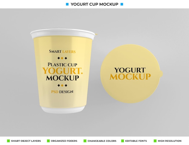 plastic yogurt cup mockup in food concept