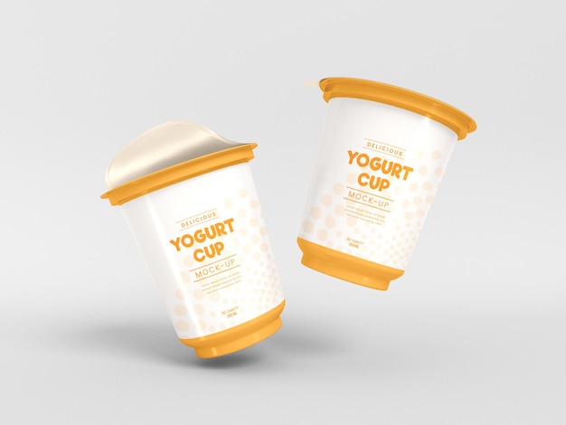 Mockup di tazze di yogurt in plastica