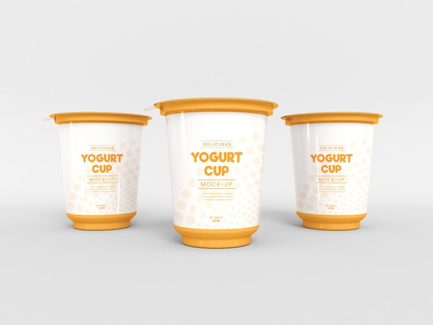 Plastic yogurt cups mockup