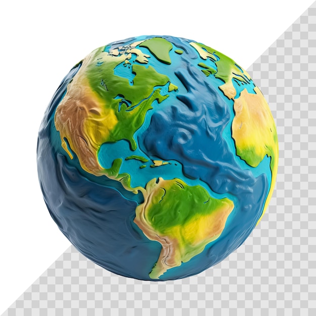 Plasticine 3d earth model isolated on white toy globe earth environment concept generative ai