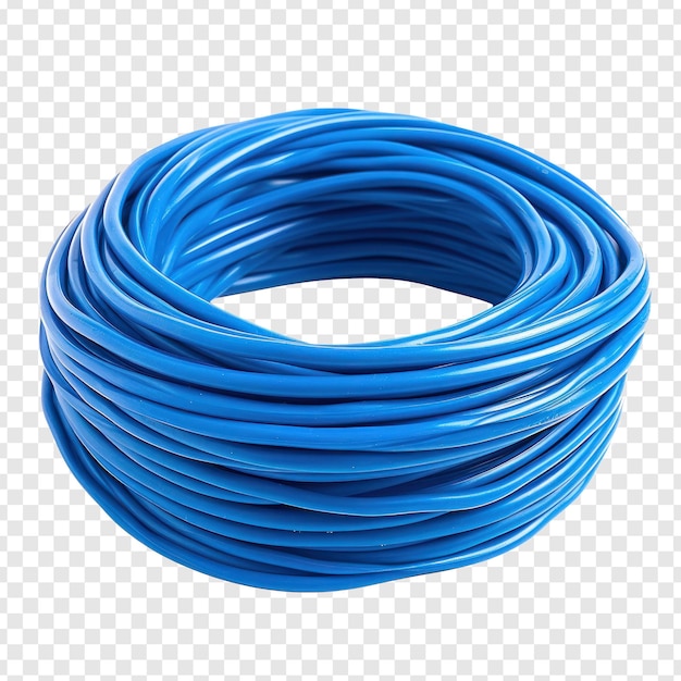 Plastikowy kabel elektryczny 10a 240pk niebieski na przejrzystym tle PSD