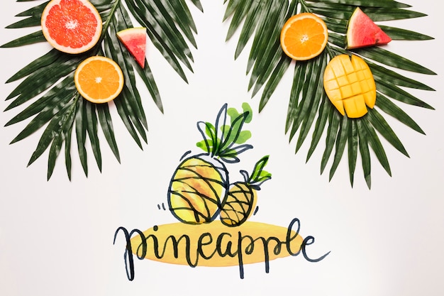 PSD plat leggen copyspace mockup met fruit