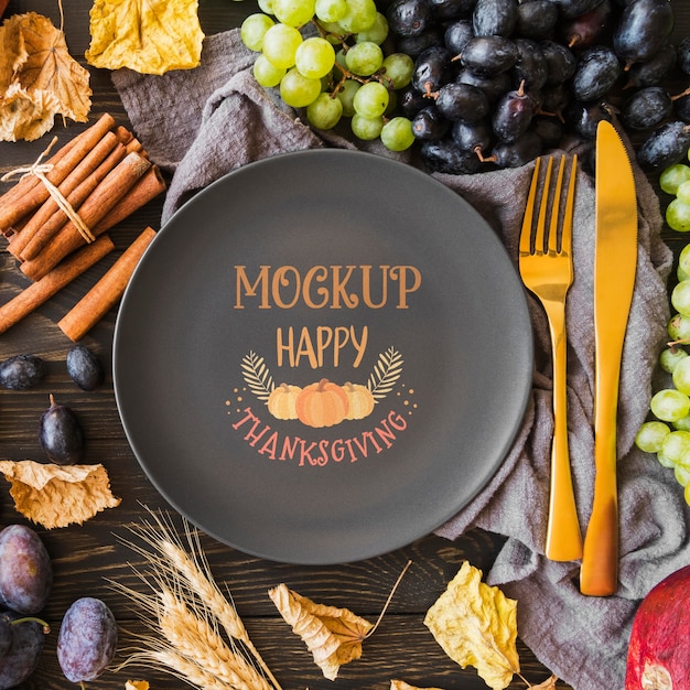 PSD plat leggen van thanksgiving concepy mock-up