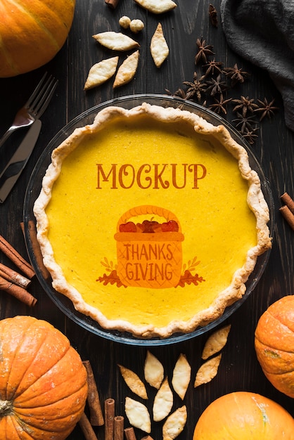 PSD plat leggen van thanksgiving concepy mock-up