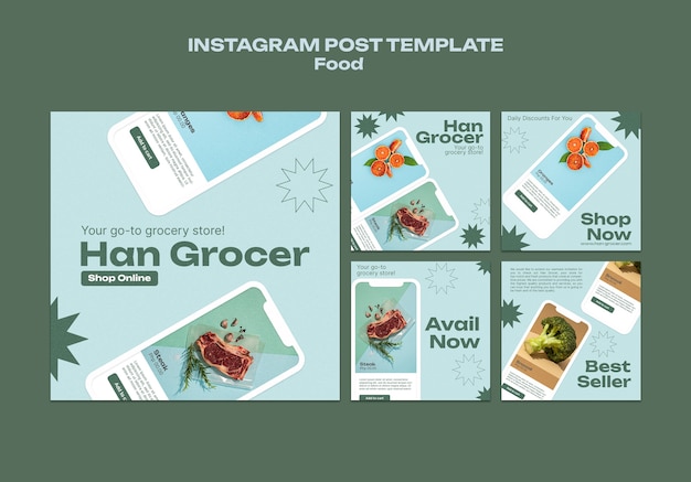 PSD plat ontwerp heerlijke eten instagram posts