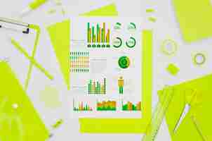 PSD plat papiermodel met verschillende grafieken