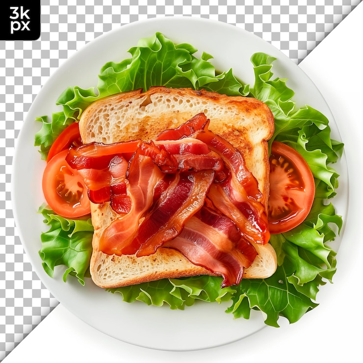 PSD a plate of bacon lettuce and tomato on a table