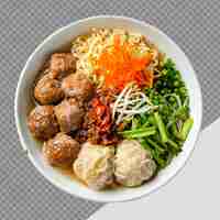 PSD plate of bakso png isolated on transparent background