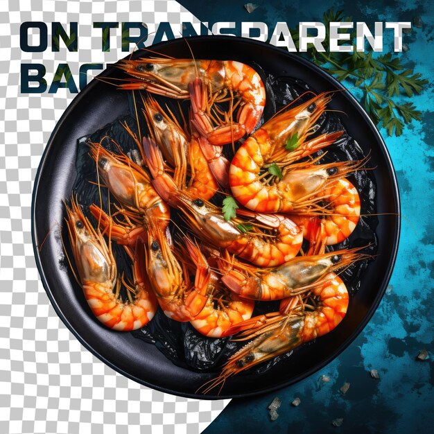 PSD plate of botan shrimp atop transparent background a delicious seafood dish