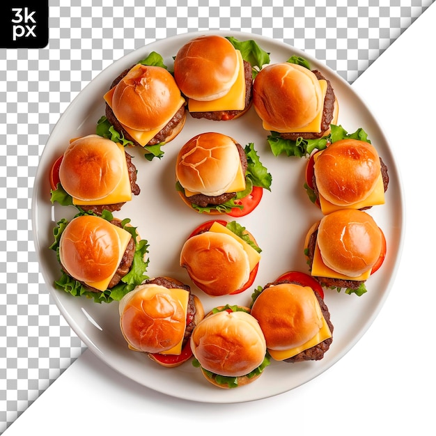 PSD a plate of burgers with the number 6 on it