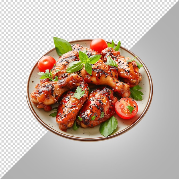 PSD a plate of chicken breast with tomatoes and basil