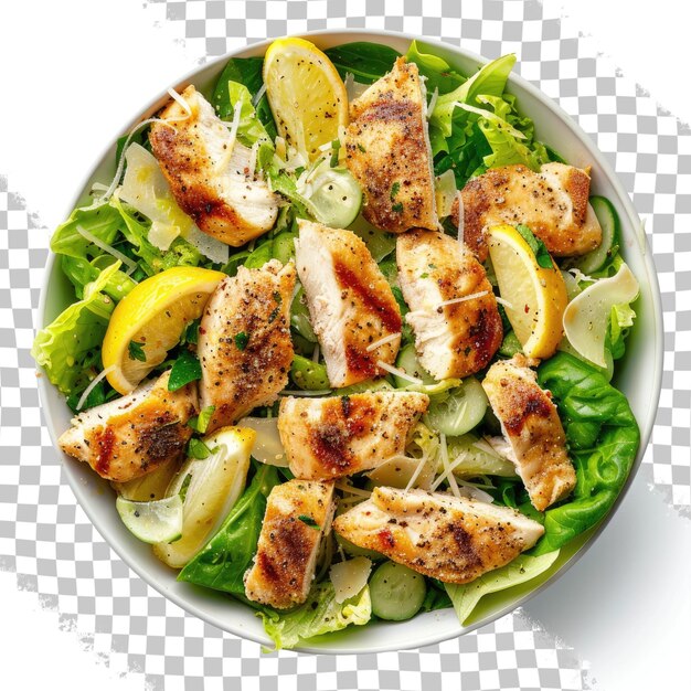 PSD a plate of chicken salad with chicken and lettuce