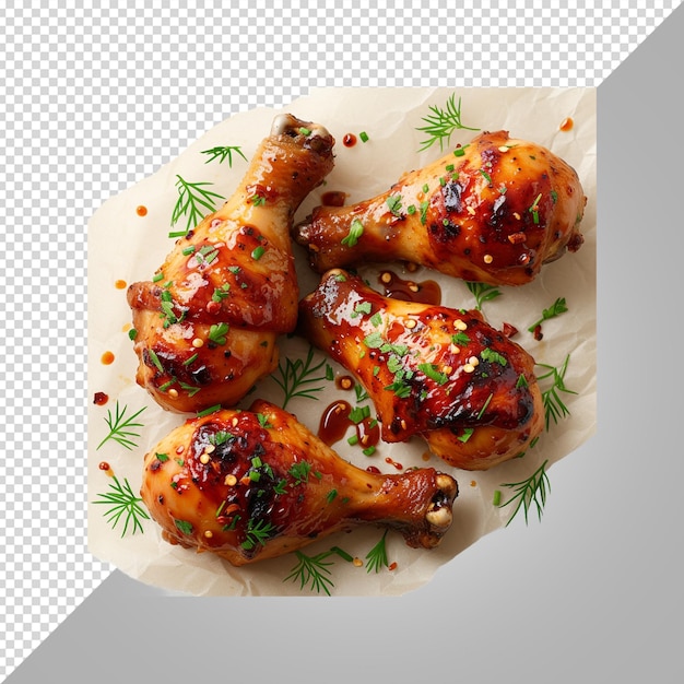 PSD a plate of chicken wings with herbs and herbs on it