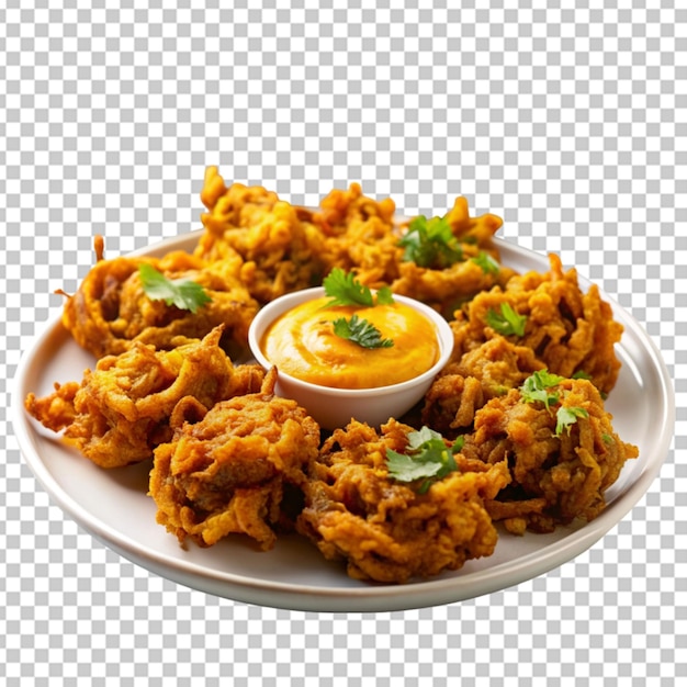 PSD plate of crispy onion bhajis