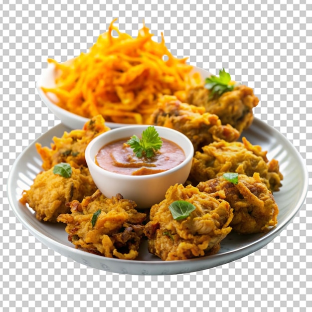 PSD plate of crispy onion bhajis