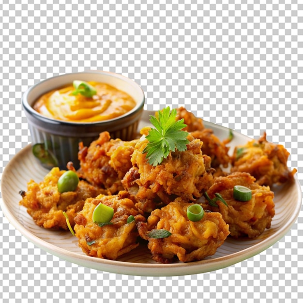 PSD plate of crispy onion bhajis