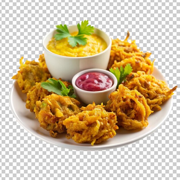 PSD plate of crispy onion bhajis