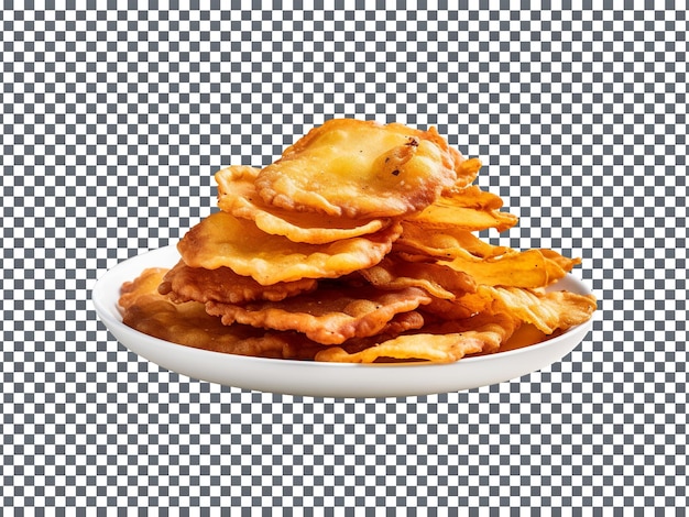 PSD a plate of crispy papdi isolated on transparent background