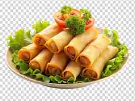 PSD piatto di crispy spring rolls isolato su uno sfondo trasparente