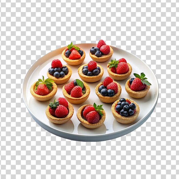 PSD a plate of desserts with berries and strawberries on a checkered background