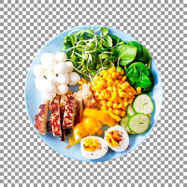 PSD plate of diet vegetables on transparent background