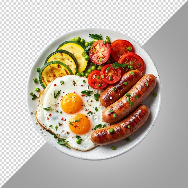 PSD a plate of eggs tomatoes and cucumber