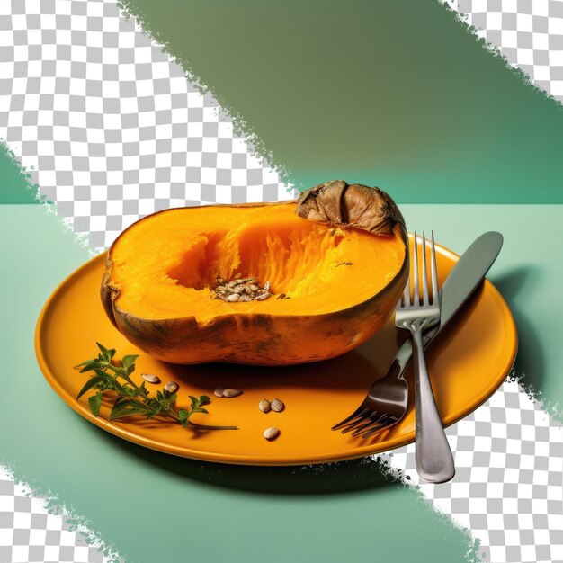 PSD a plate of food that has a knife and fork on it