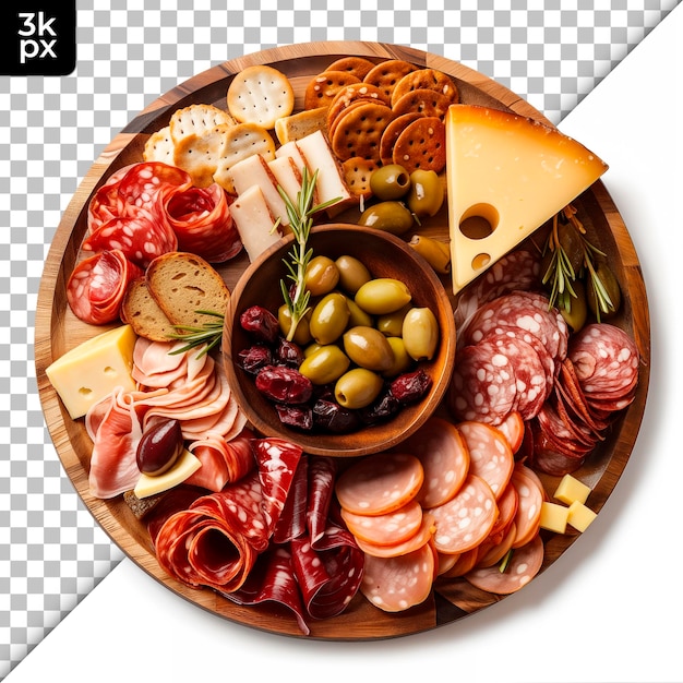 A plate of food with a bowl of cheese and meat