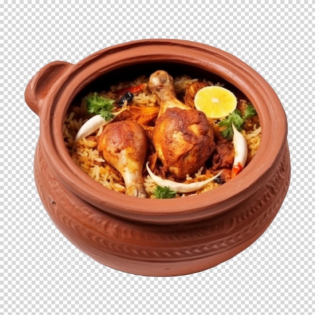 PSD piatto di cibo con pollo e riso o biryani