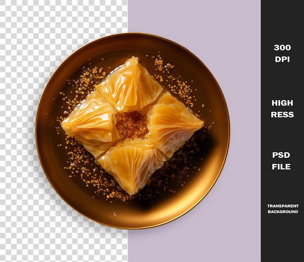 PSD a plate of food with a picture of a desert on it