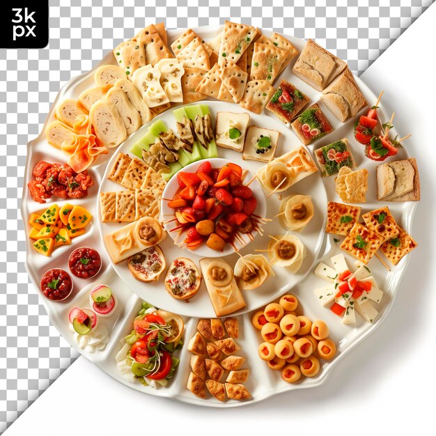 PSD a plate of food with a picture of a variety of food on it