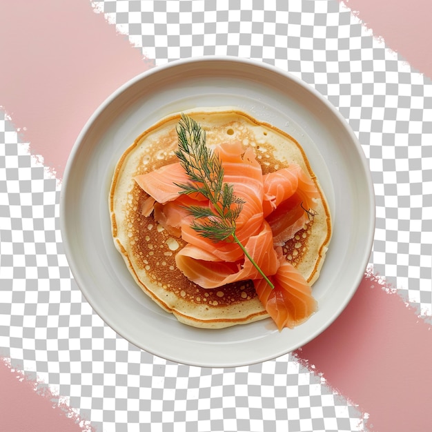 A plate of food with a white plate with a picture of a pancake on it