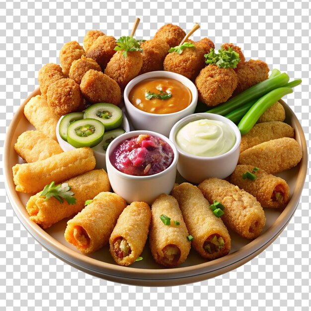 PSD a plate on fried snacks isolated on transparent background