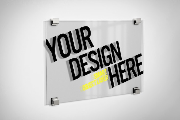 PSD plate glass logo mockup