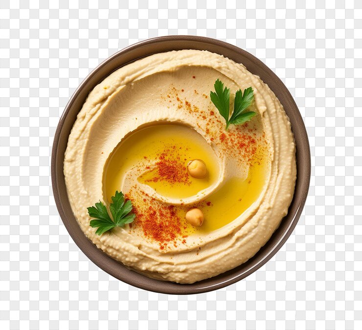 PSD a plate of hummus isolated on transparent background