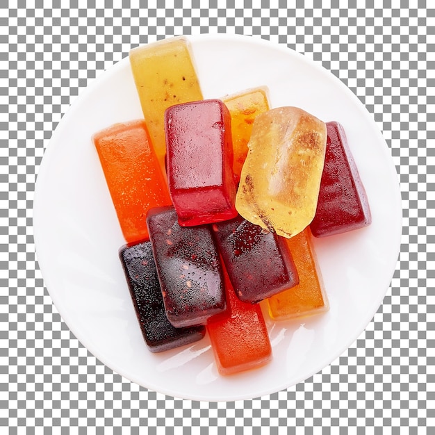 Plate of jelly candy with transparent background