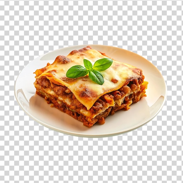 PSD plate of lasagna on a transparent background isolated