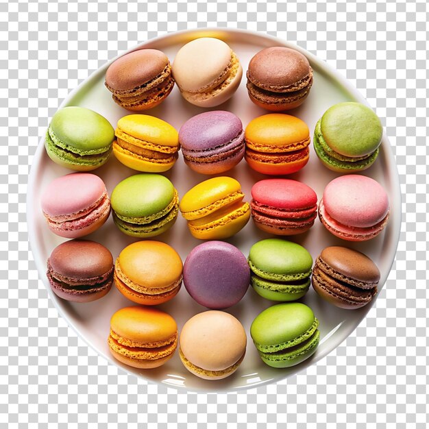 PSD a plate on macarons isolated on transparent background